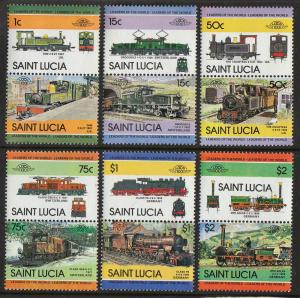 St Lucia Locomotive Types of 1983 Pairs (Scott #674-79) MNH 