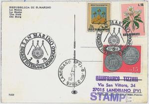 30051 SAN MARINO : POSTAL HISTORY postal history 1976 POSTCARD - ROTARY-