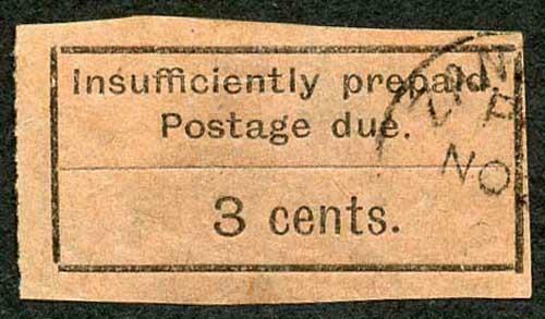 Zanzibar SGD3 3c Post Due with Cancel type 16