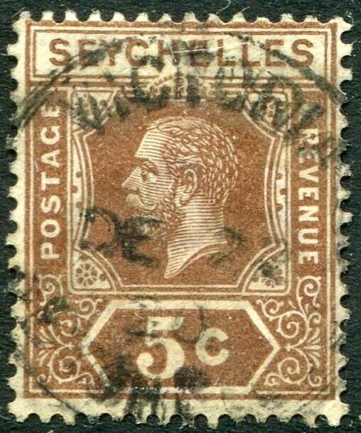 SEYCHELLES-1920 5c Deep Brown Sg 84 GOOD USED V48886