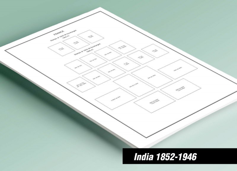 PRINTED INDIA [CLASS.] 1852-1946  STAMP ALBUM PAGES (23 pages)