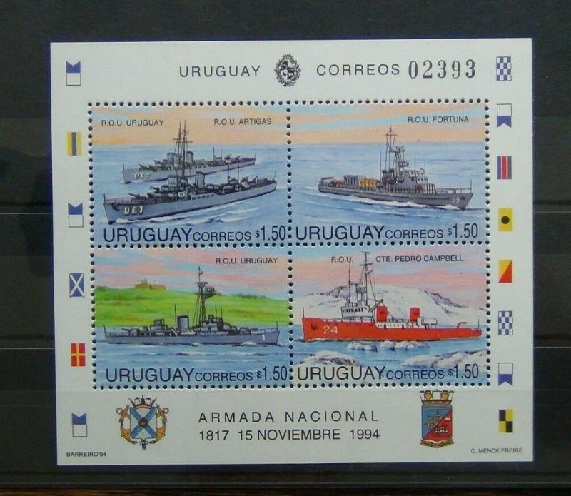 Uruguay 1994 177th Anniversary of Navy Ships Miniature Sheet MNH