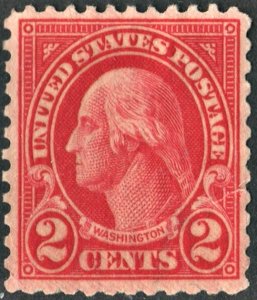 SC#634 2¢ Washington Single (1926) No Gum/Uncancelled