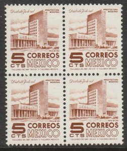 MEXICO 875, 5¢ 1950 Def 8th Issue Fosforescent coated. MNH BLK 4. VF. (313)