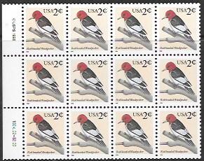 US #3032 Left Edge Block of 12 Woodpeckers.  MNH