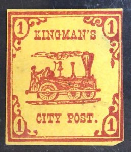 Kingsman's City Post - 1c Red on Yellow - Bogus - b - Faults