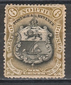 NORTH BORNEO 1897 ARMS 6C PERF 14.5