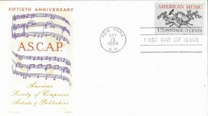1964 FDC, #1252, 5c American Music, Jackson
