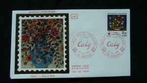 art paintings flowers by Caly Red Cross FDC France 1984 (ref 58166)