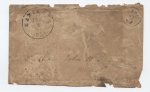 1850s Marianna FL black CDS and paid 3 in circle stampless cover [6666]