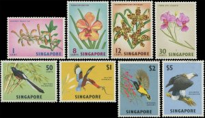 Singapore 1963 Sc 62-69 Birds Flowers kingfisher eagle sunbird CV $70.90