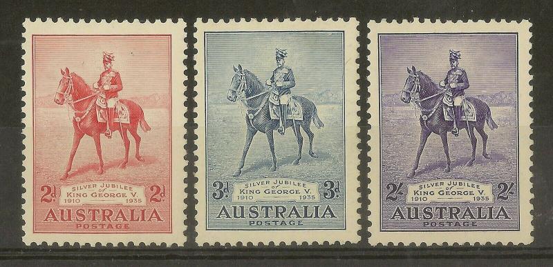 Australia 1935 Silver Jubilee SG156-158 Mint Cat£42