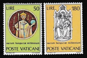 Vatican St Stephen King of Hungary 2v 1971 MNH SC#513-514 SG#569-570