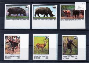 Congo 1978 WWF Endangered Animals Set (6) IMPERF.Sc#453/458 