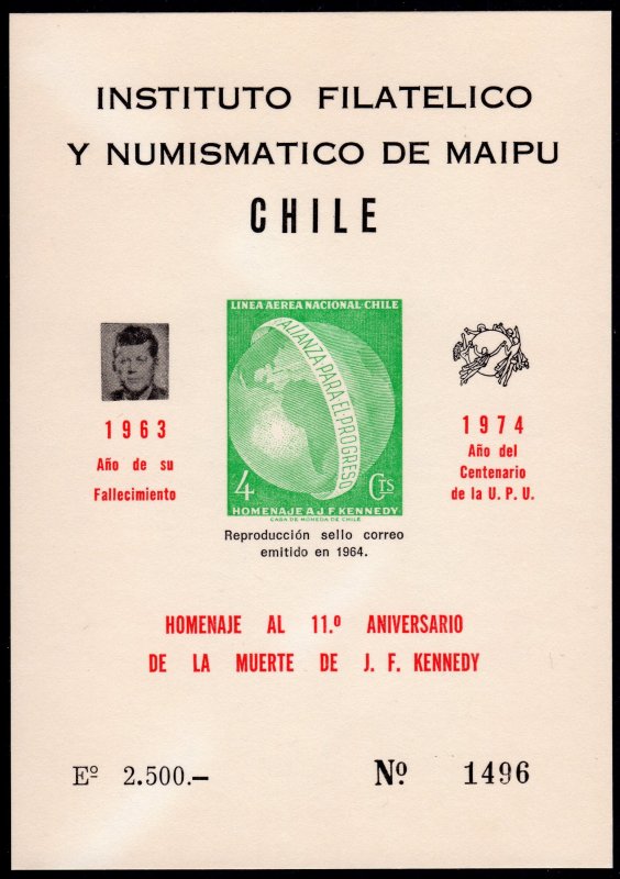 Chile 1974 Sc#C254 John F.Kennedy/UPU Centenary/Alliance for Progress S/S MNH