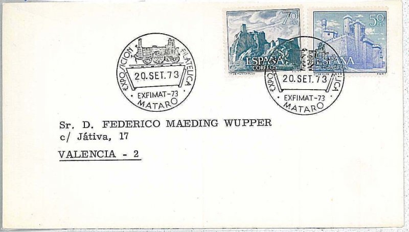 TRAINS RAILWAYS - POSTAL HISTORY -  SPAIN: SPECIAL POSTMARK on COVER 1973