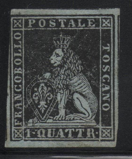 Italian States Tuscany Scott #1 VF Mint Stamp Watermark 185 CV $17,500
