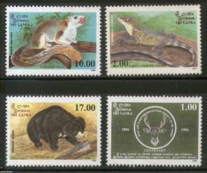 Sri Lanka 1994 Wild Life Nature Protection Bear Deer Lizerd Squirral MNH #1943