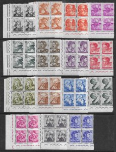 Italy 813-31  1961  set 19 FVF  Mint NH in blocks of 4