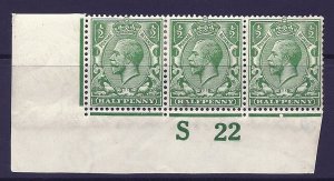 N14(18) ½d Deep Cobalt Green Control S 22 imperf MOUNTED MINT