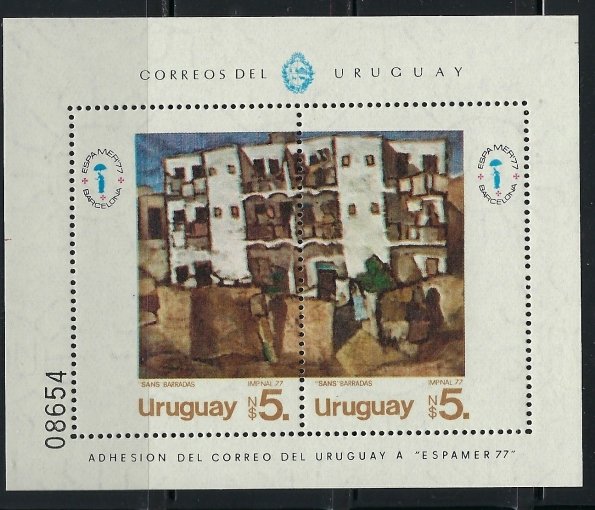 Uruguay 986 MNH 1977 sheet of 2 (an3531)