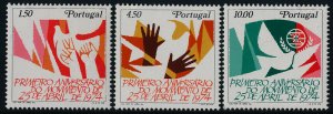 Portugal 1247-9 MNH Hands & Dove, Movement of April 25th