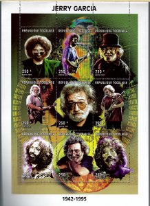 Togo Grateful Dead-Jerry Garcia Souvenir Stamp Sheet...very limited!