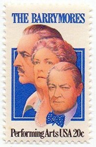 1982 The Barrymore's Single 20 c Postage Stamp, Sc#2012, MNH, OG