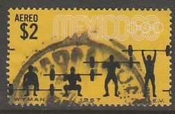 MEXICO C330, $2P Weightlifting 3rd Pre-Olympic Set 1967. USED. F-VF. (689)