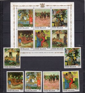 COOK ISLANDS 1967 PAINTINGS BY GAUGUIN SET OF 6 STAMPS & S/S MNH 