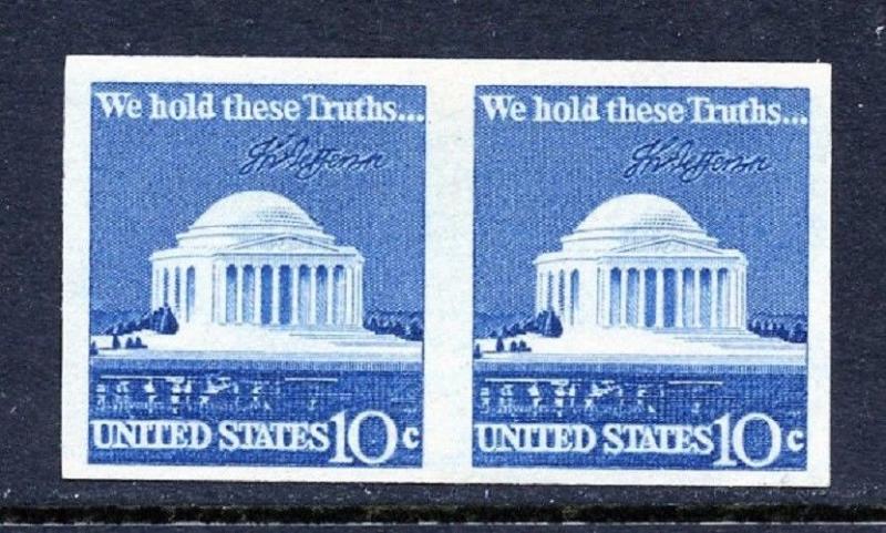 U.S. Scott 1520b 10 Cent Jefferson Memorial Imperforate Error Coil Pair