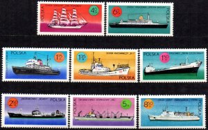 Poland 1971 MNH Stamps Scott 1780-1787 Polish Ships Sailing