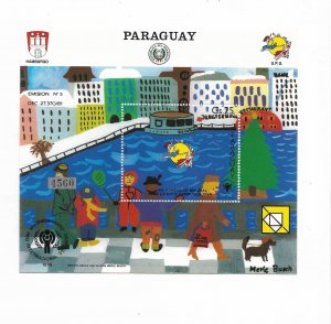 PARAGUAY 1984 UPU CONGRESS UNIVERSAL POSTAL UNION CHILDREN DRAWING C567 BL404