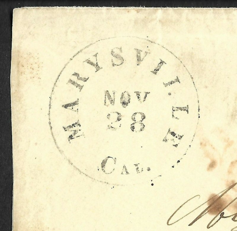 Doyle's_Stamps: 1861 Marysville (Yuba County) California Postal History w/Letter