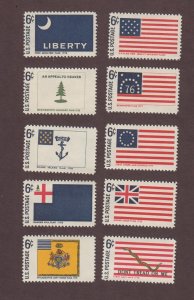 US, 1345-54, HISTORIC FLAGS, MID CENTURY, VINTAGE MNH VF, 1960'S