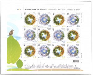 2011 EUROPA CEPT Ukraine, 1 Mini-sheets of 6 pairs, The Forests, MNH **