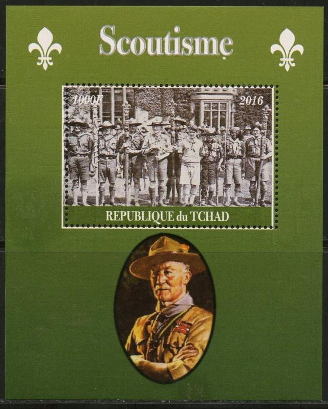 CHAD 2016  BOY SCOUTS BADEN POWELL IMPERFORATE  SOUVENIR SHEET II  MINT NH