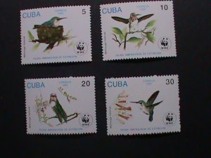 ​CUBA-1992 SC# 3428-31 WORLD WILDLIFE FUND WWF-LOVELY BIRDS MNH-VERY FINE