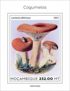 Mozambique 2021 MNH Mushrooms Stamps Saffron Milk Cap Mushroom Nature 1v S/S III