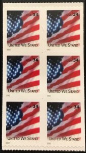 US #3549Bd MNH Booklet Pane of 6 “Old Glory” Long May It Wave” SCV $5.10 L42