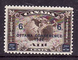 Canada-Sc#C4-Unused 6c on 5c olive brown Air Mail-og-NH-1932-Cdn583-