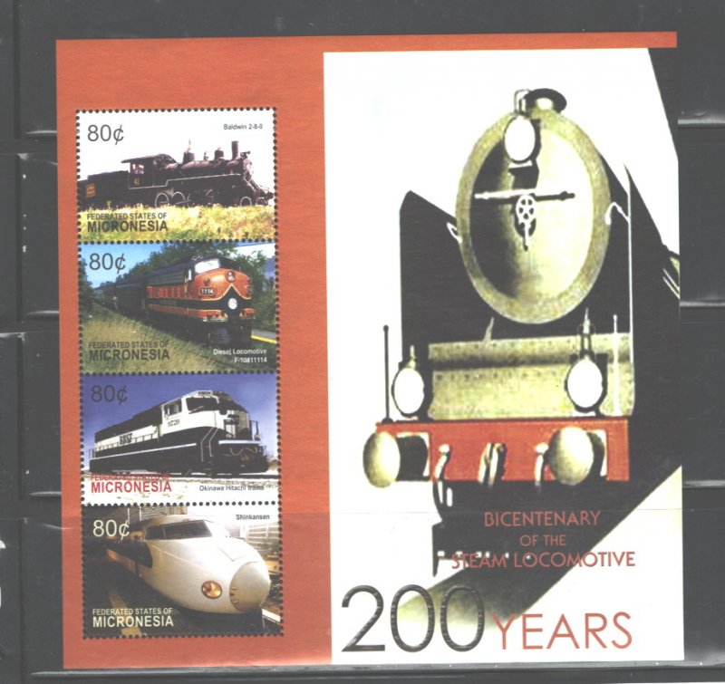 MICRONESIA 2004  TRAINS MS.#595  MNH