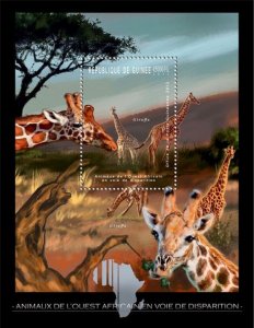 GUINEA - 2012 -Endangered Animals in W. Africa-Perf Souv Sheet-Mint Never Hinged