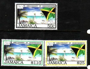 Jamaica-Sc#777-9- id8-used set-Flags-Independence-1992-