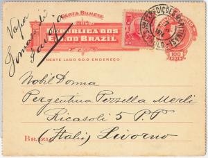 58570 - BRAZIL - POSTAL HISTORY: Front of STATIONERY LETTER CARD to ITALY - 1914