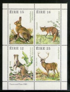 Ireland 1980 Wildlife Animals Rabbit Deer Fox Sc 483a M/s MNH # 5908