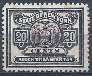 State of New York Stock Transfer Tax 20 Cents Used