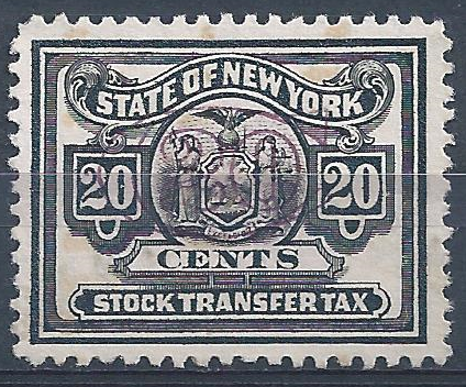 State of New York Stock Transfer Tax 20 Cents Used