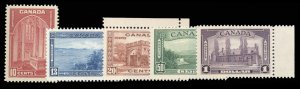 Canada #241-245 Cat$215, 1938 10c-$1, complete set, never hinged