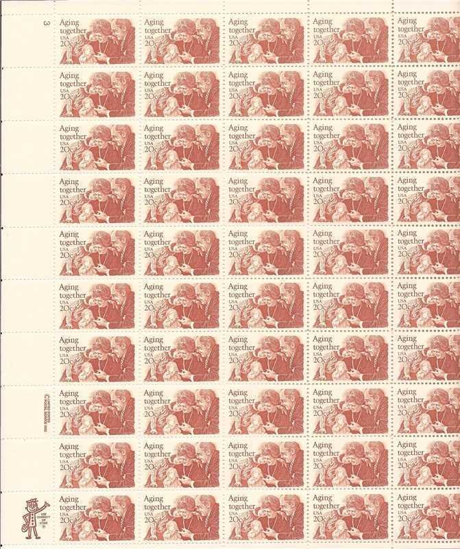 US Stamp - 1982 Aging Together - 50 Stamp Sheet - Scott #2011
